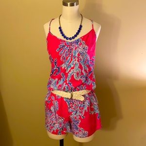 Lilly Pulitzer Dusk Romper in Coral Print 🐟